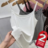 Camisole en fibre de coton solide pour femmes, sous-vêtements féminins, bretelles sexy, glaçure de base simple, été 1